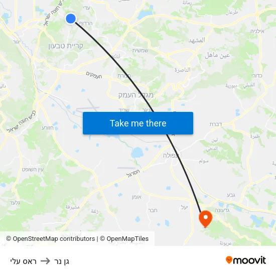 ראס עלי to גן נר map