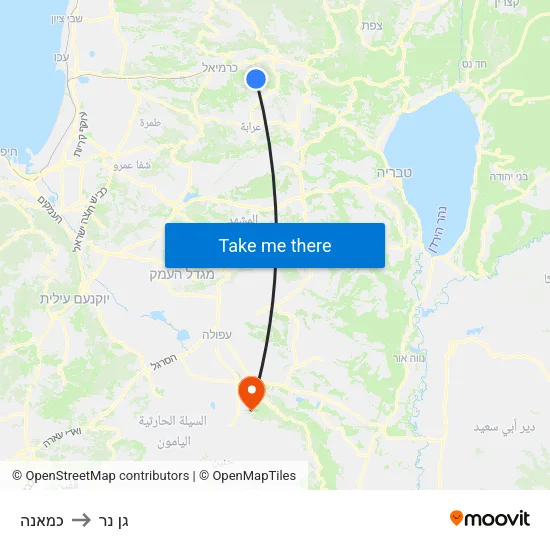 כמאנה to גן נר map