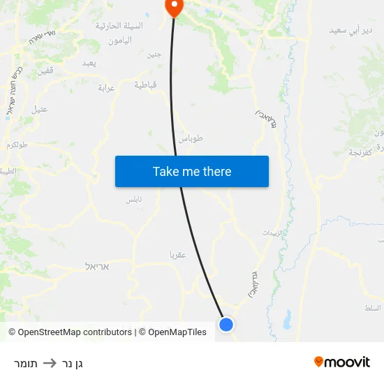 תומר to גן נר map