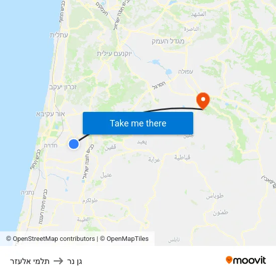 תלמי אלעזר to גן נר map
