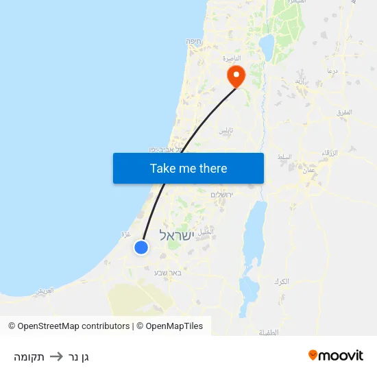 תקומה to גן נר map