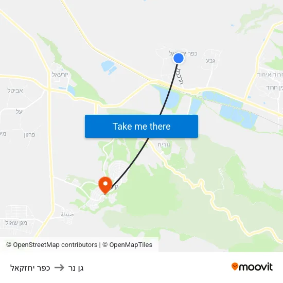 כפר יחזקאל to גן נר map