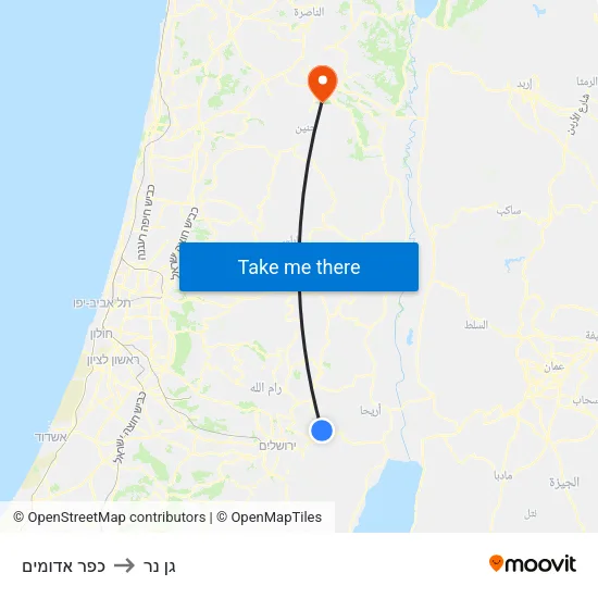 כפר אדומים to גן נר map