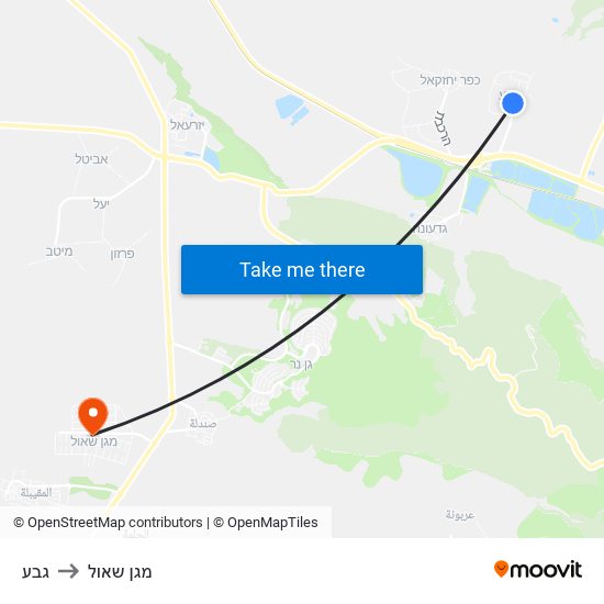 גבע to מגן שאול map