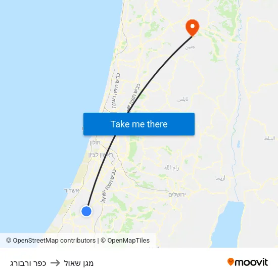 כפר ורבורג to מגן שאול map