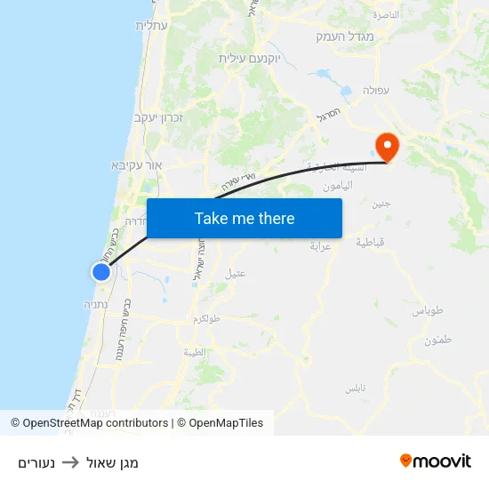 נעורים to מגן שאול map