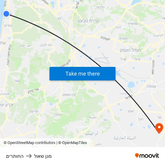 החותרים to מגן שאול map