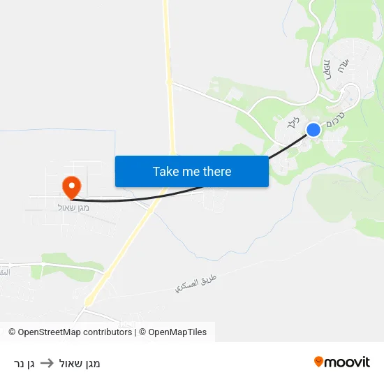 גן נר to מגן שאול map