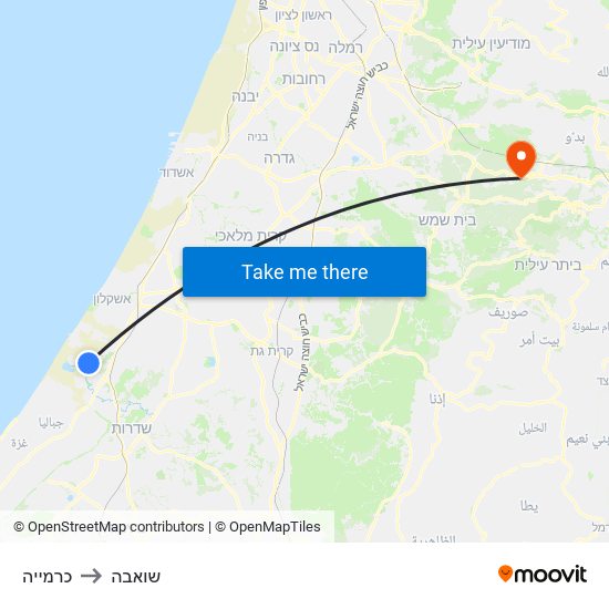 כרמייה to שואבה map