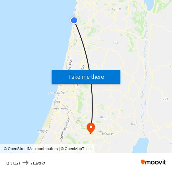 הבונים to שואבה map