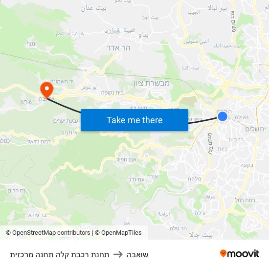 תחנת רכבת קלה תחנה מרכזית to שואבה map