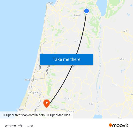 אילנייה to נחשון map