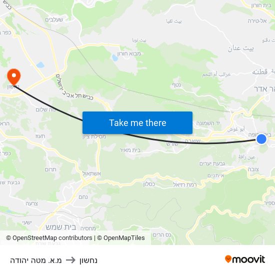 מ.א. מטה יהודה to נחשון map