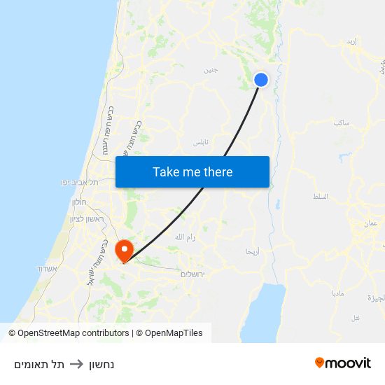 תל תאומים to נחשון map