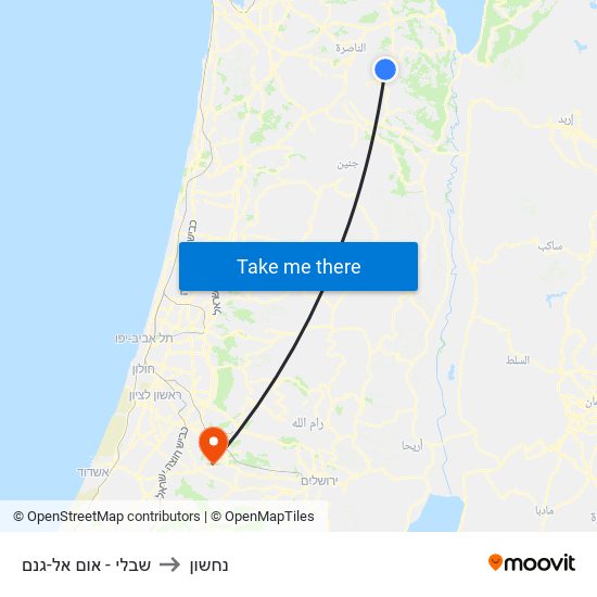שבלי - אום אל-גנם to נחשון map