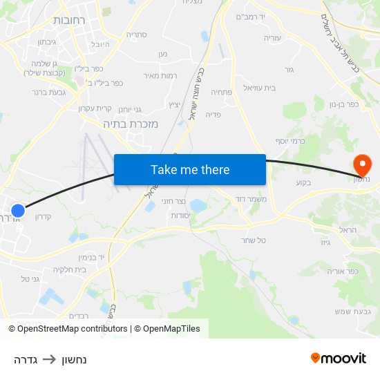 גדרה to נחשון map