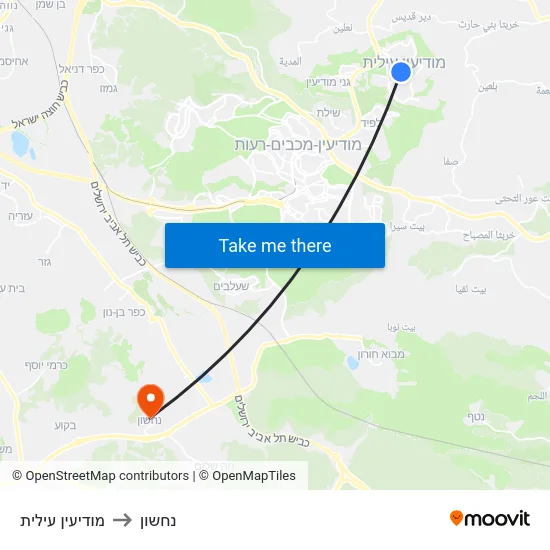 מודיעין עילית to נחשון map