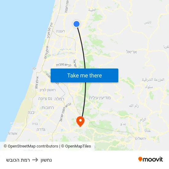 רמת הכובש to נחשון map