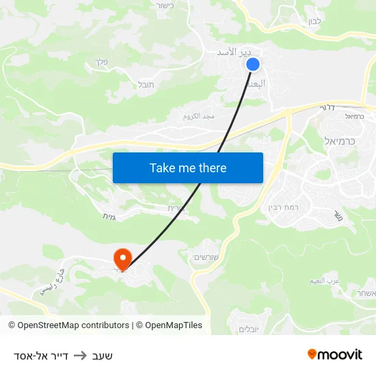 דייר אל-אסד to שעב map