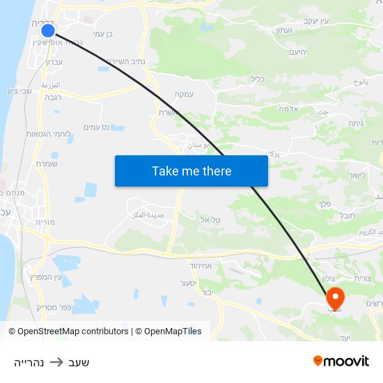 נהרייה to שעב map