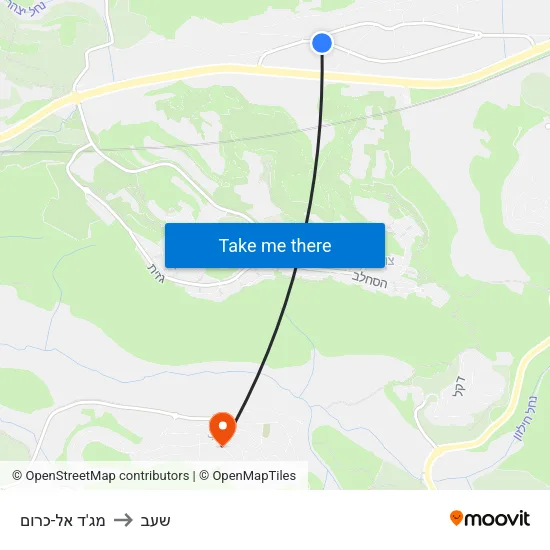 מג'ד אל-כרום to שעב map