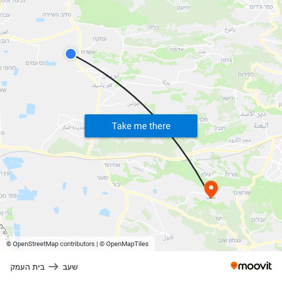 בית העמק to שעב map