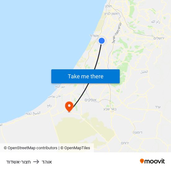 חצור-אשדוד to אוהד map