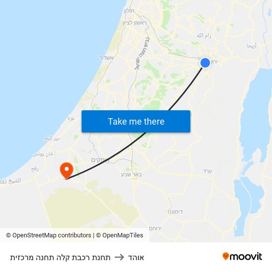 תחנת רכבת קלה תחנה מרכזית to אוהד map