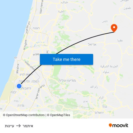 עיינות to איתמר map