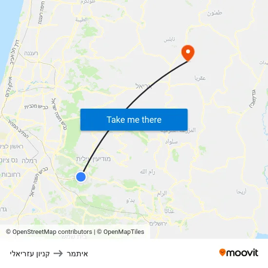 קניון עזריאלי to איתמר map