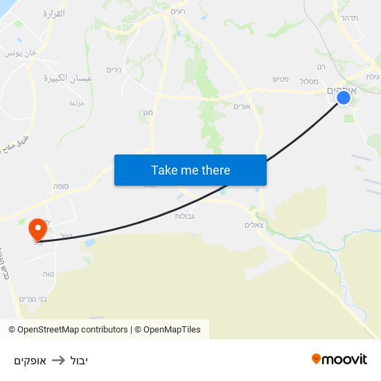 אופקים to יבול map