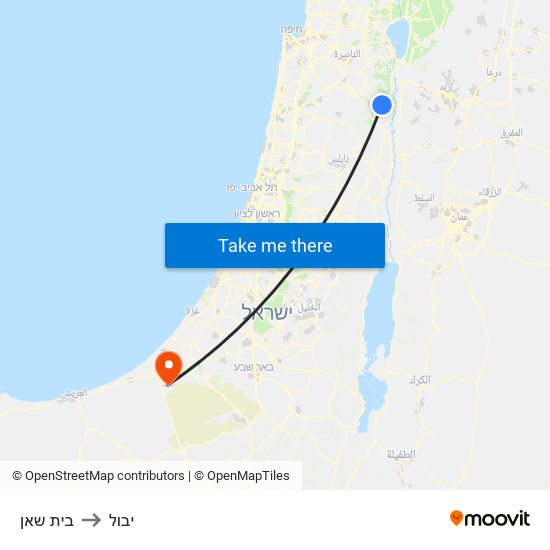 בית שאן to יבול map