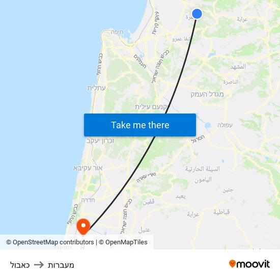 כאבול to מעברות map