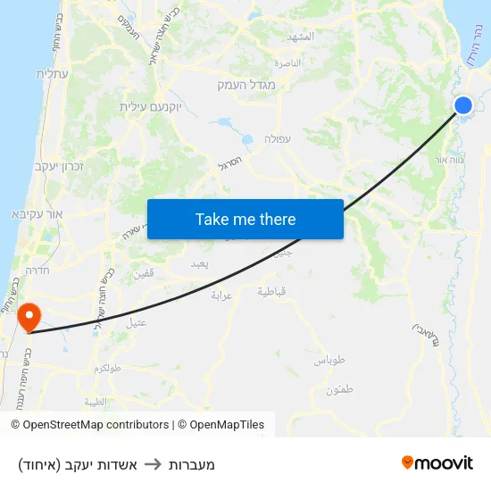 אשדות יעקב (איחוד) to מעברות map
