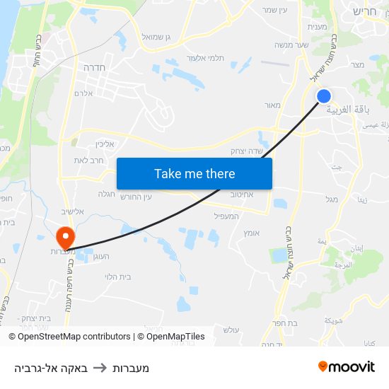 באקה אל-גרביה to מעברות map