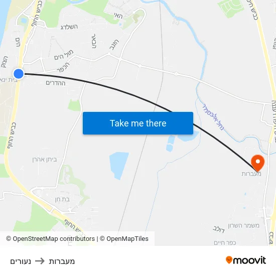 נעורים to מעברות map