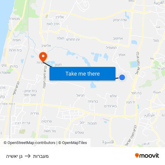 גן יאשיה to מעברות map