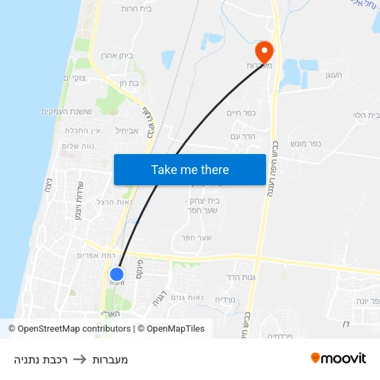 רכבת נתניה to מעברות map