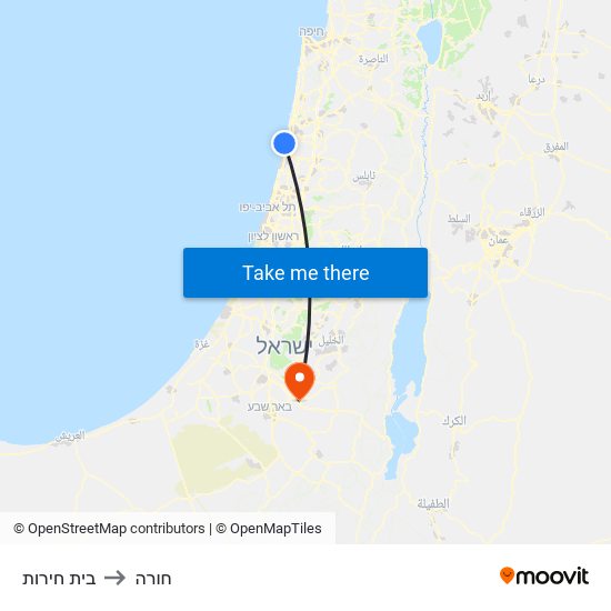 בית חירות to חורה map