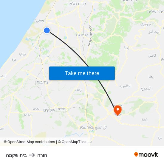 בית שקמה to חורה map