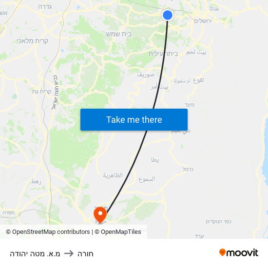 מ.א. מטה יהודה to חורה map