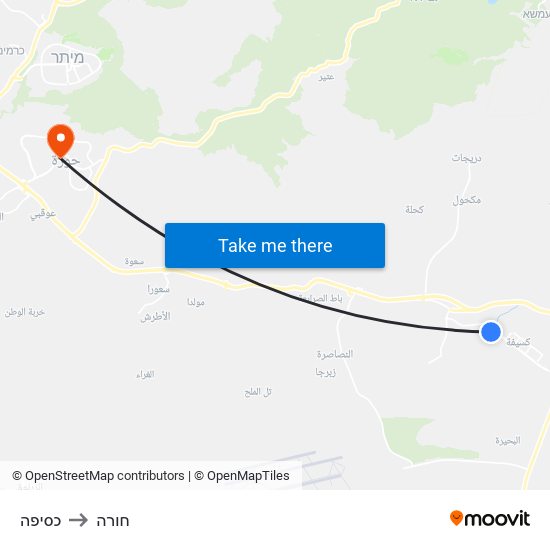 כסיפה to חורה map