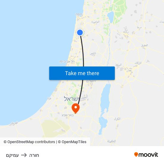 עמיקם to חורה map