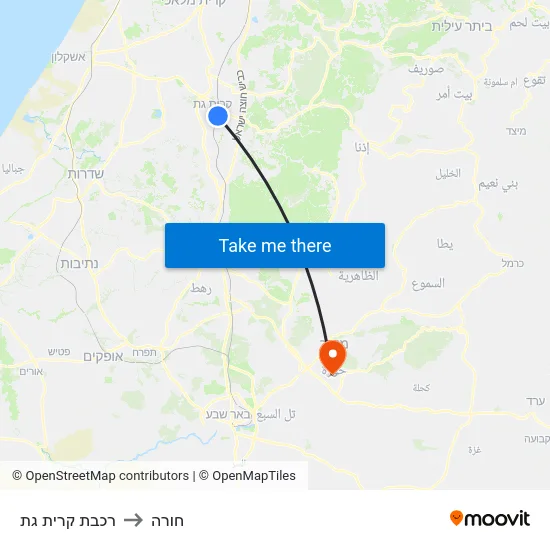 רכבת קרית גת to חורה map