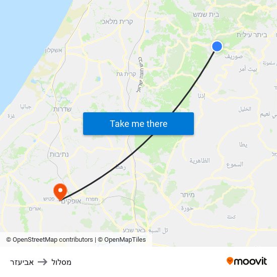 אביעזר to מסלול map