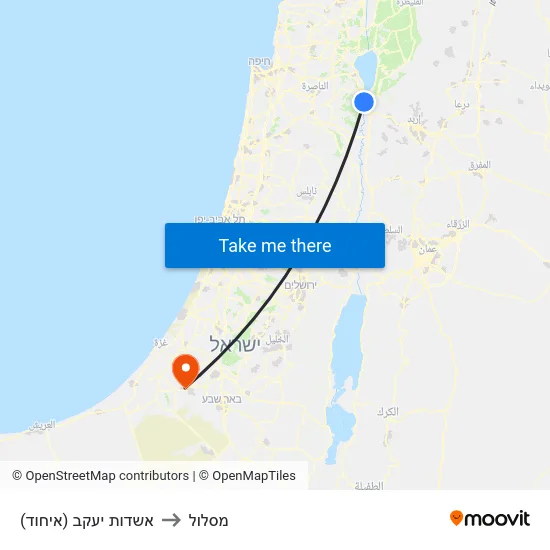 אשדות יעקב (איחוד) to מסלול map