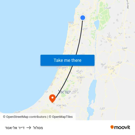 דייר אל-אסד to מסלול map