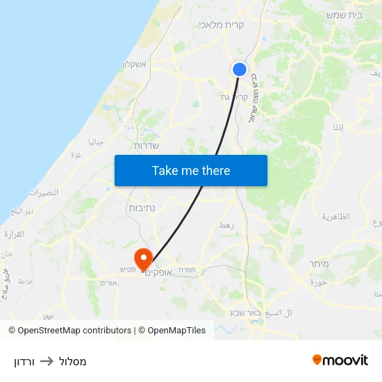 ורדון to מסלול map