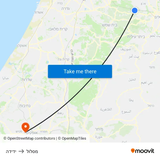 ידידה to מסלול map