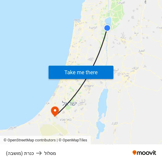 כנרת (מושבה) to מסלול map